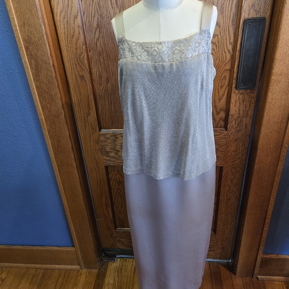 Taupe colored dress with jacket, by Alex Evenings, size 16W - Picture 4 of 7